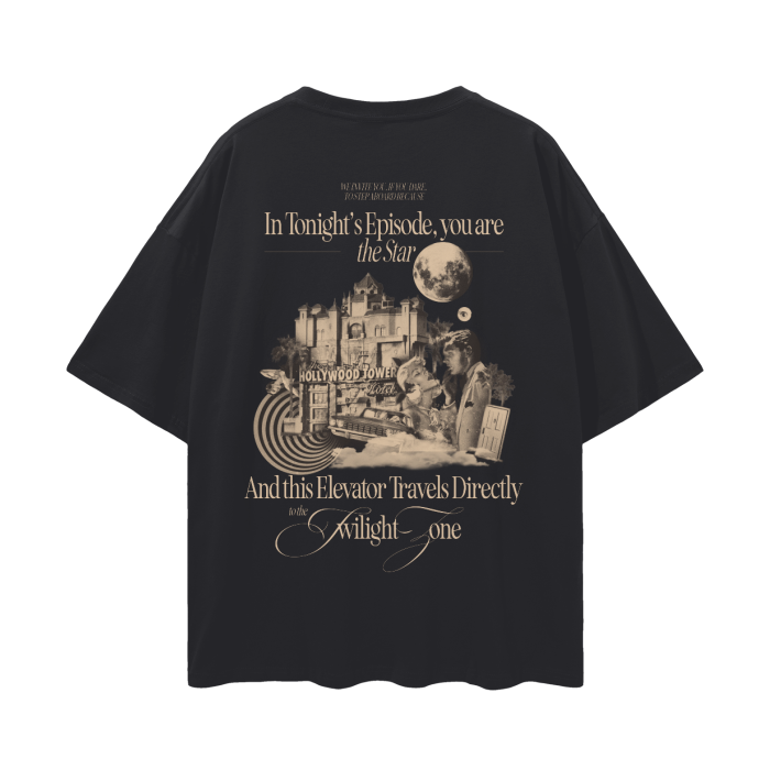 HOLLYWOOD TOWER OVERSIZED TEE - BLACK